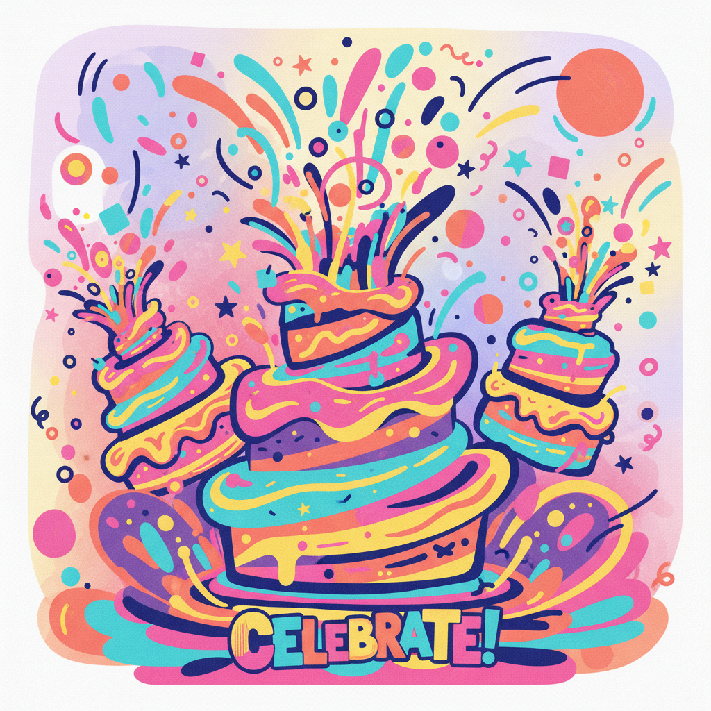 Räikkyvä erikoiskakku konfetteilla